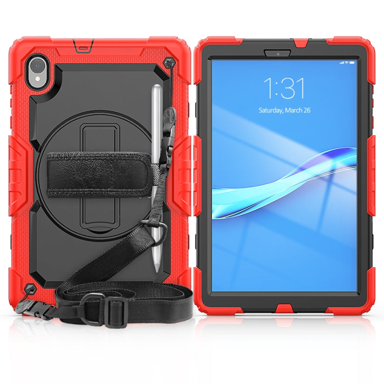 For Lenovo Tab M10 HD TB-X306X Shockproof Colorful Silicone + PC Protective Tablet Case with Holder & Shoulder Strap & Hand Strap(Red) by bashfashion
