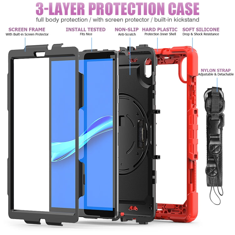 For Lenovo Tab M10 HD TB-X306X Shockproof Colorful Silicone + PC Protective Tablet Case with Holder & Shoulder Strap & Hand Strap(Red) by bashfashion