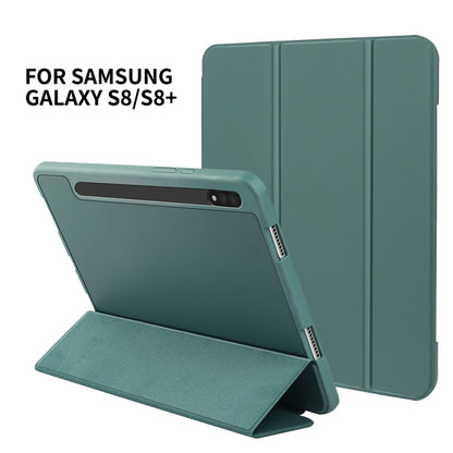 For Samsung Galaxy Tab S8+ / X800 3-folding Honeycomb TPU Smart Leather Tablet Case(Green) by bashfashion
