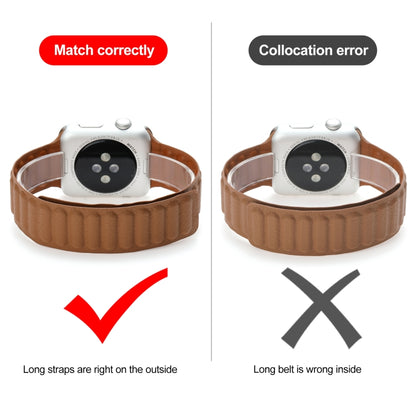 Magnetic Two-color Loop Slim Leather Watch Band For Apple Watch Series 9&8&7 41mm / SE 3&SE 2&6&SE&5&4 40mm / 3&2&1 38mm(White) by bashfashion