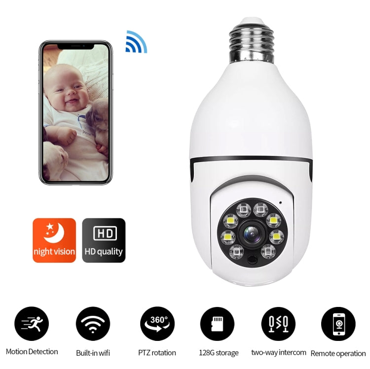 A6 2MP HD Light Bulb WiFi Camera Support Motion Detection/Two-way Audio/Night Vision/TF Card With 16G Memory Card by bashfashion
