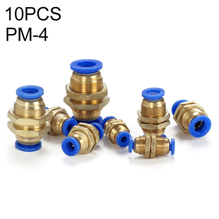 PM-4 LAIZE 10pcs PM Bulkhead Straight Pneumatic Quick Connector by LAIZE