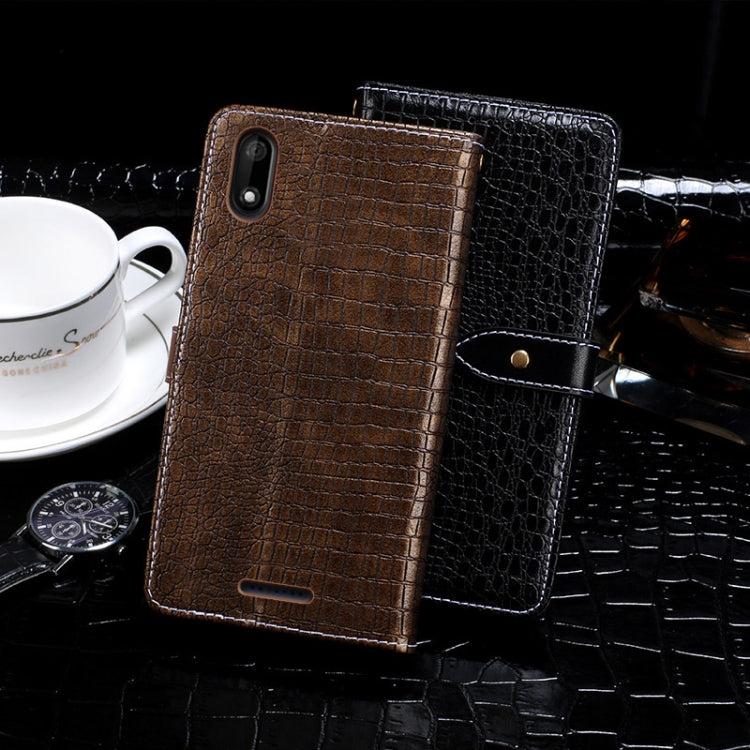 For Wiko Y60 idewei Crocodile Texture Horizontal Flip Leather Case with Holder & Card Slots & Wallet(Black) by idewei