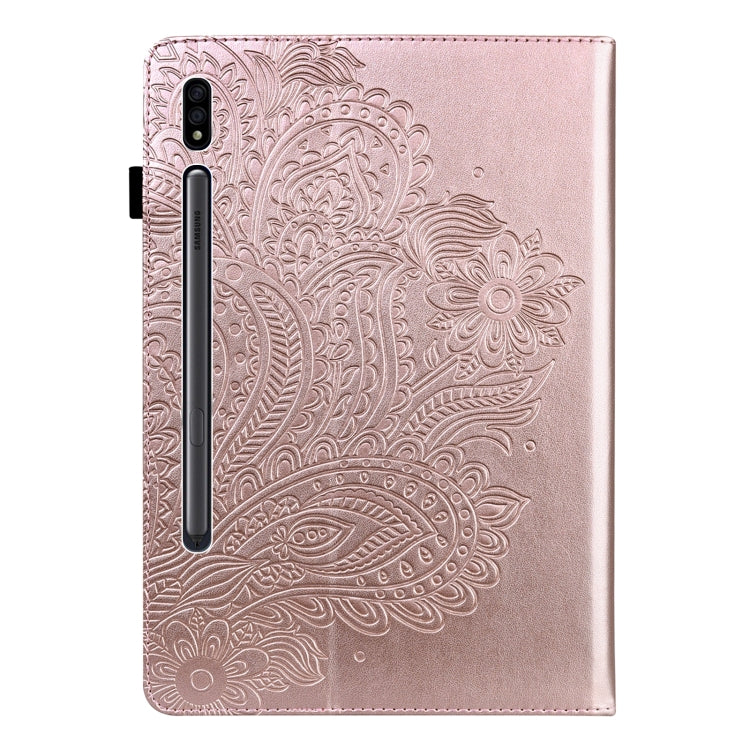 For Samsung Galaxy Tab S9 / S9 FE Peacock Embossed Pattern Leather Tablet Case(Rose Gold) by bashfashion