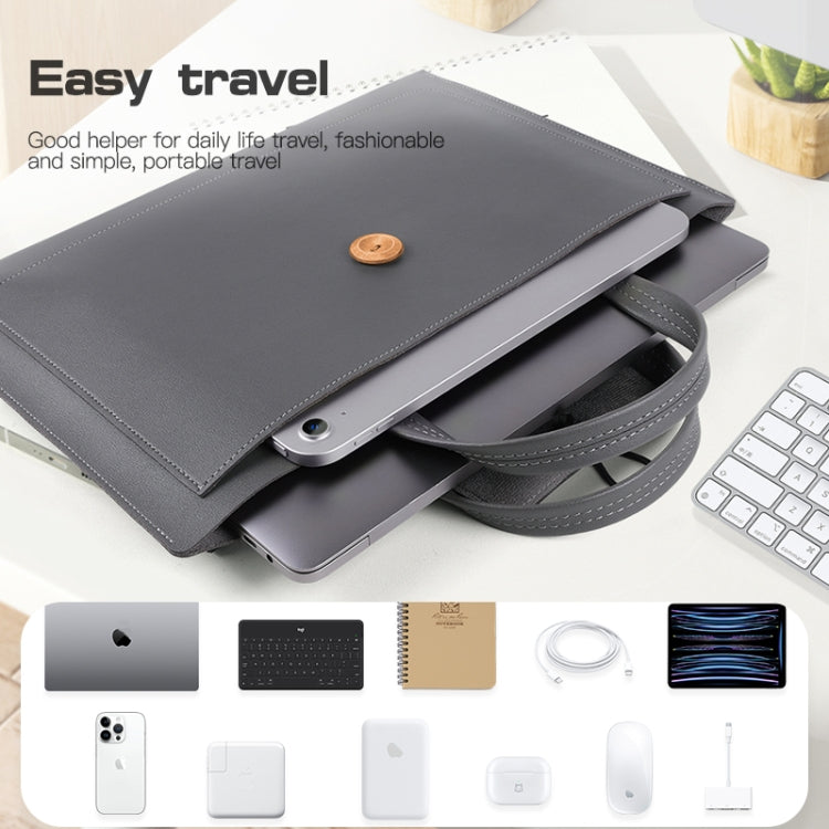 15-16 inch Universal Elastic Thread Button Portable Laptop Inner Bag(Dark Grey) by bashfashion