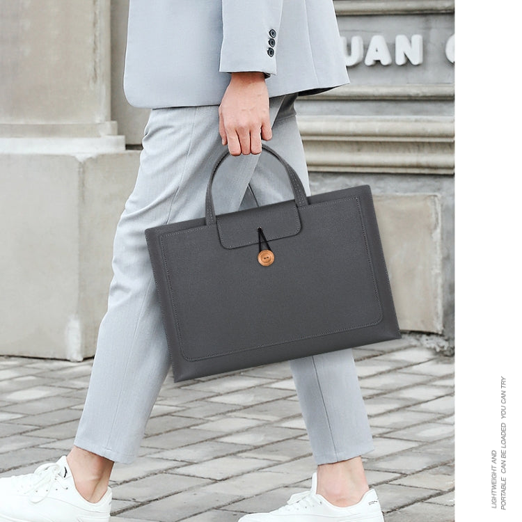 15-16 inch Universal Elastic Thread Button Portable Laptop Inner Bag(Brown) by bashfashion