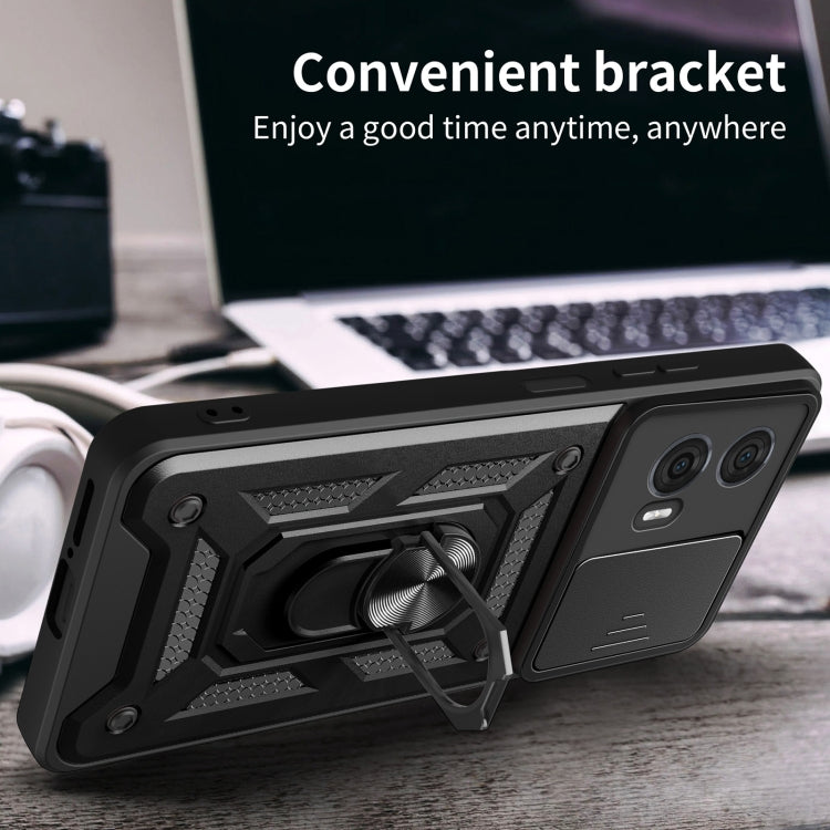 For Motorola Edge 50 Fusion Sliding Camera Cover Design TPU+PC Phone Case(Black) by bashfashion