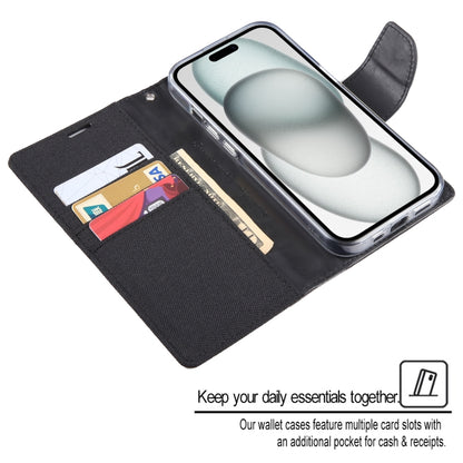 For iPhone 15 Plus GOOSPERY CANVAS DIARY Fabric Texture Flip Leather Phone Case(Rose Red) by GOOSPERY