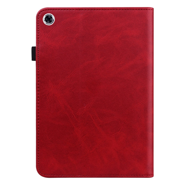 For Samsung Galaxy Tab A9+ Solid Color Stripe Embossed Leather Tablet Case(Red) by bashfashion