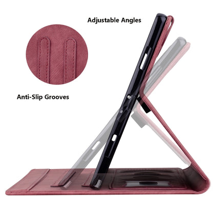 For Samsung Galaxy Tab S9+ /S8+ /S7+ Cartoon Sakura Cat Embossed Smart Leather Tablet Case(Red) by bashfashion