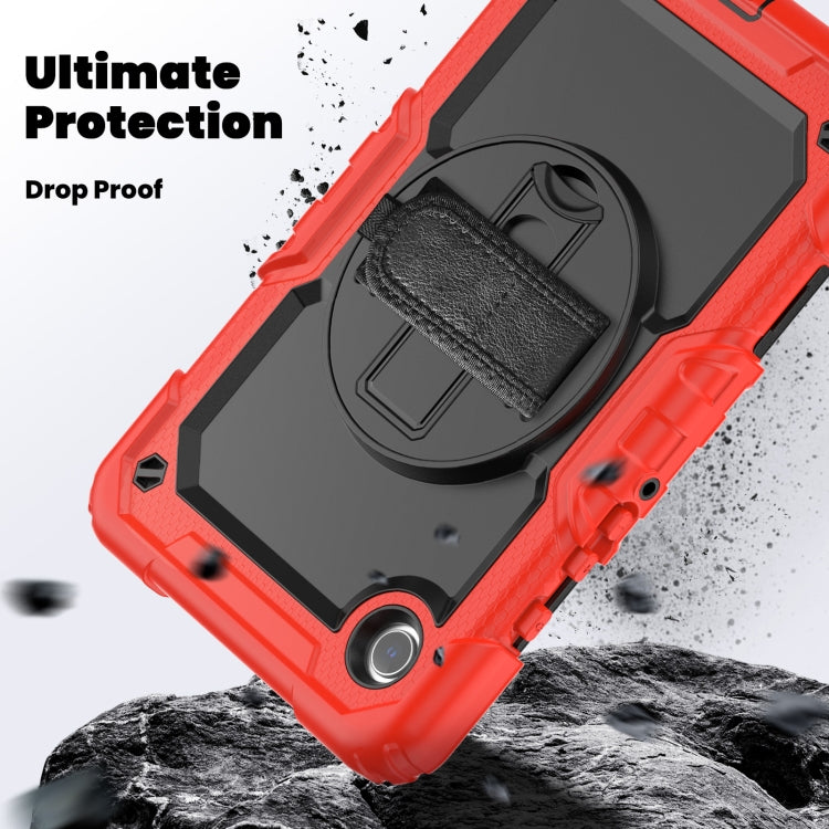 For Samsung Galaxy Tab A9 / Tab A11 Silicone + PC Tablet Case with Shoulder Strap(Red) by bashfashion