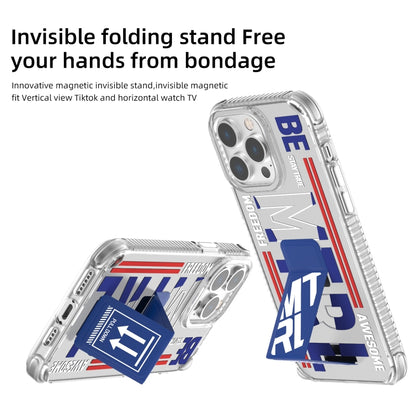 For iPhone 15 Pro Max Mutural Cyber Series TPU Phone Case with IML Stand(Red) by Mutural