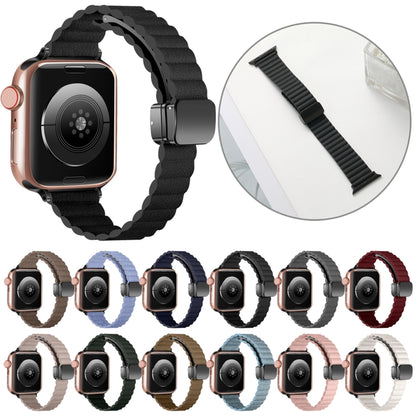 For Apple Watch SE 40mm Water Ripple Magnetic Folding Buckle Watch Band, Style: Thin Version(Black) by bashfashion