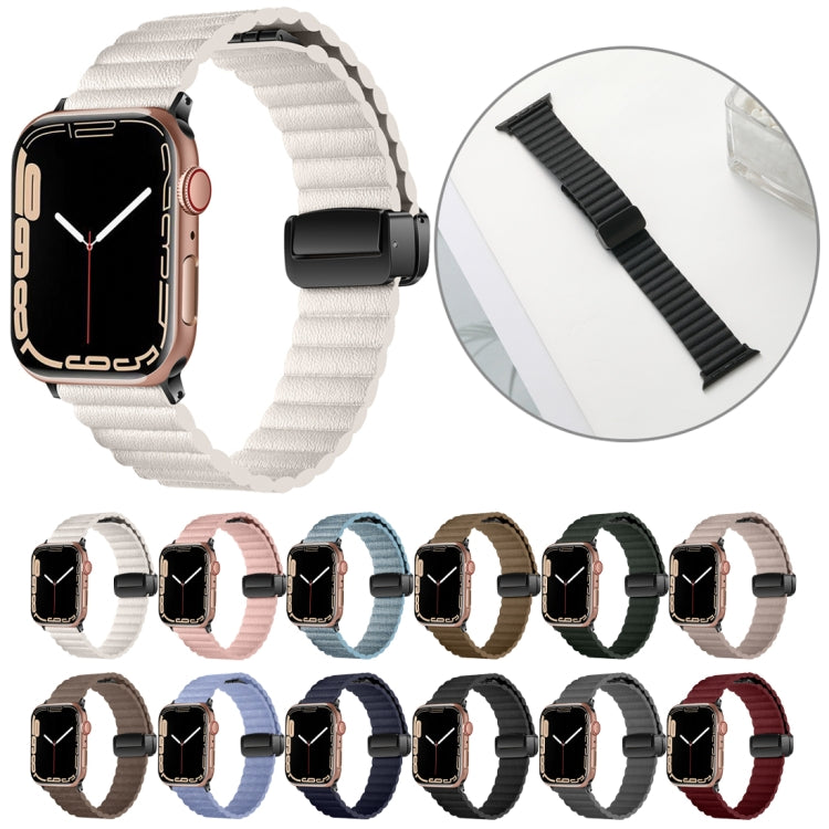For Apple Watch 42mm Water Ripple Magnetic Folding Buckle Watch Band, Style: Bold Version(Light Brown) by bashfashion
