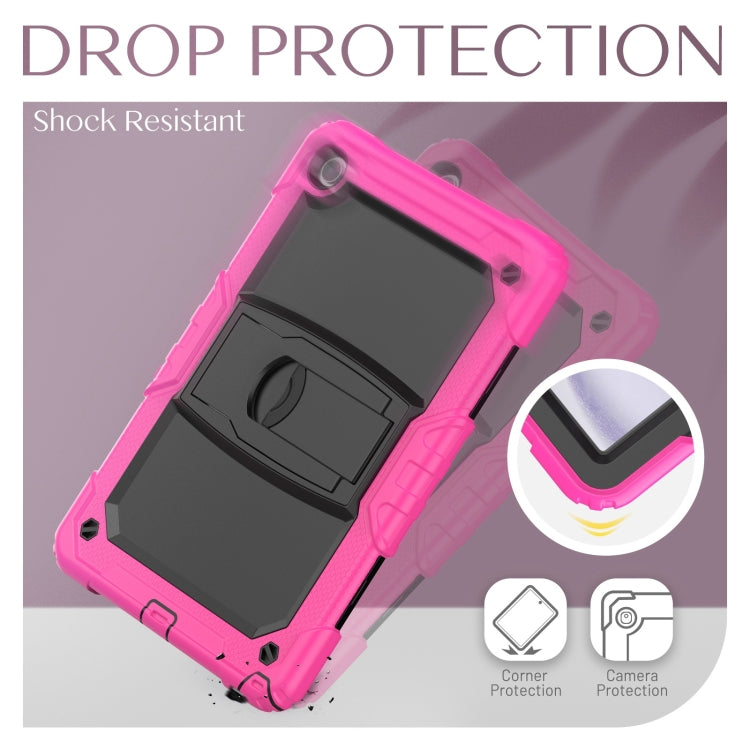 For Samsung Galaxy Tab A11+ / A9+ Silicone Hydric PC Tablet Case with Shoulder Strap & Holder(Rose Red) by bashfashion