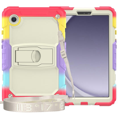 For Samsung Galaxy Tab A11+ / A9+ Silicone Hydric PC Tablet Case with Shoulder Strap & Holder(Colorful Red) by bashfashion