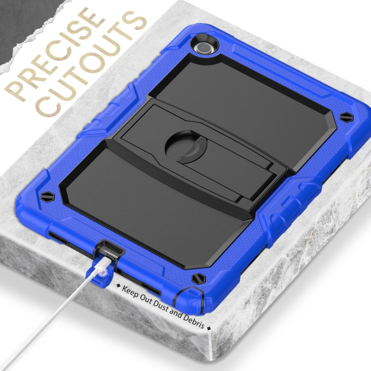 For Samsung Galaxy Tab A11+ / A9+ Silicone Hydric PC Tablet Case with Shoulder Strap & Holder(Dark Blue) by bashfashion