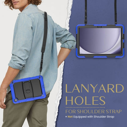 For Samsung Galaxy Tab A11+ / A9+ Silicone Hydric PC Tablet Case with Shoulder Strap & Holder(Dark Blue) by bashfashion