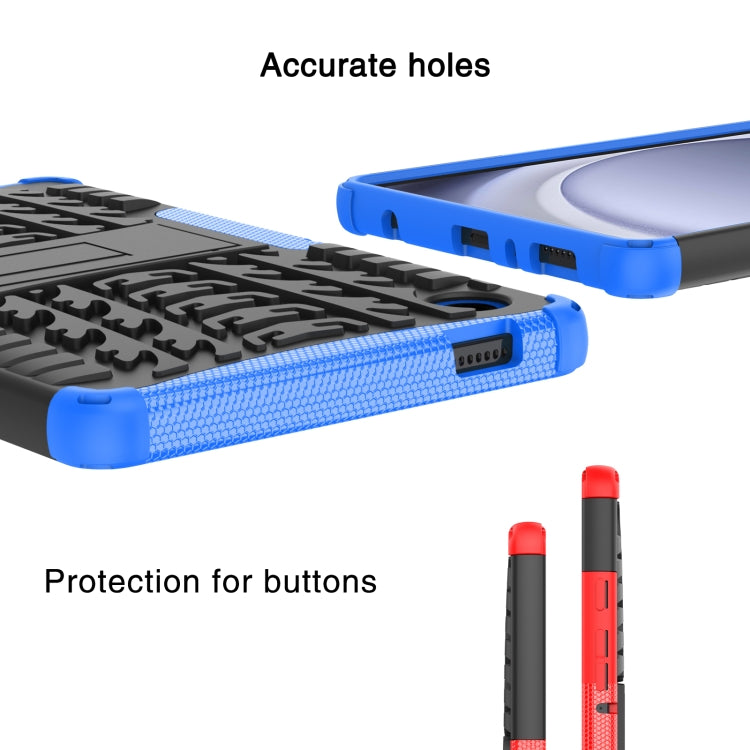 For Samsung Galaxy Tab A9 / Tab A11 Tire Texture TPU + PC Tablet Case with Holder(Blue) by bashfashion