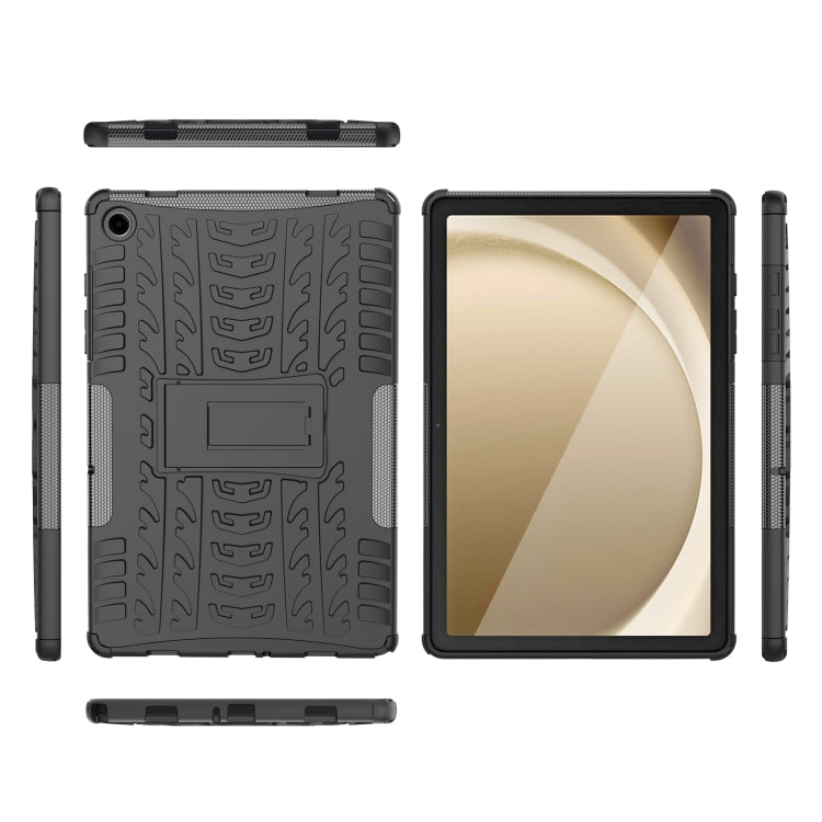 For Samsung Galaxy Tab A9+ / Tab A11+ Tire Texture TPU + PC Tablet Case with Holder(Black) by bashfashion