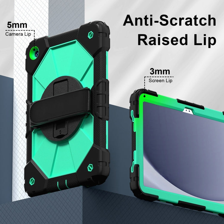 For Samsung Galaxy Tab A9+ Contrast Color Robot C2 Silicone Hybrid PC Tablet Case(Black Mint Green) by bashfashion