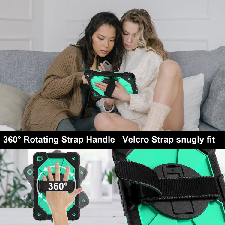 For Samsung Galaxy Tab A9+ Contrast Color Robot C2 Silicone Hybrid PC Tablet Case(Black Mint Green) by bashfashion