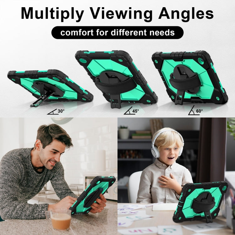 For Samsung Galaxy Tab A9+ Contrast Color Robot C2 Silicone Hybrid PC Tablet Case(Black Mint Green) by bashfashion