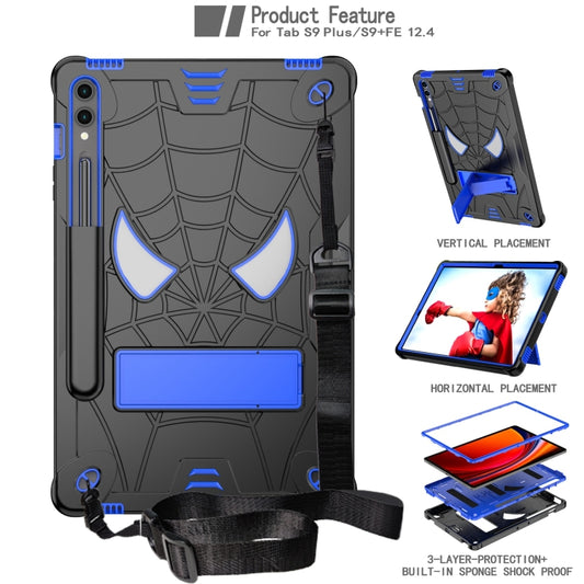 For Samsung Galaxy Tab S9 FE+ / S9+ Fold-Holder Spider Silicone Hybrid PC Tablet Case(Back Blue) by bashfashion