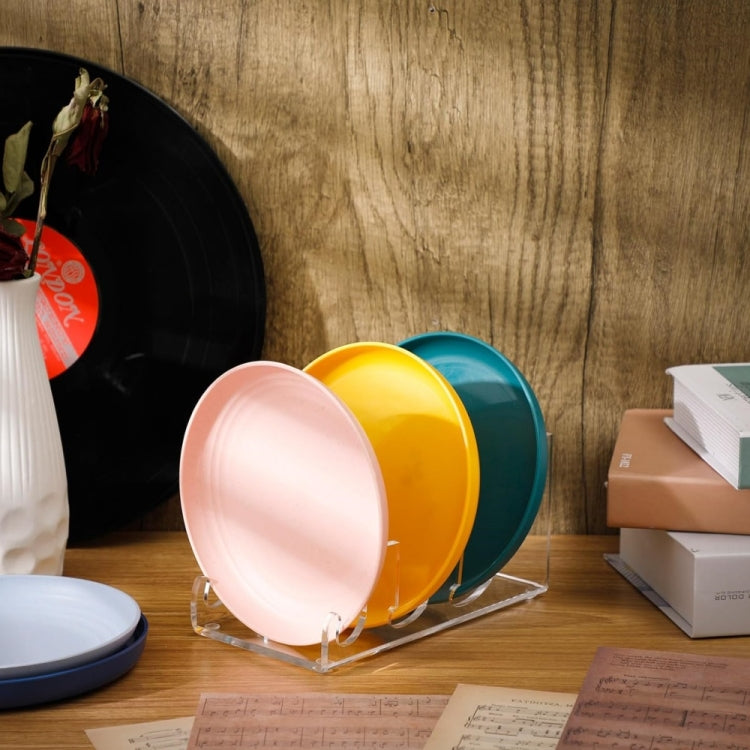 2pcs / Pack Acrylic Transparent Plate Storage Rack Tableware Display Stand by bashfashion