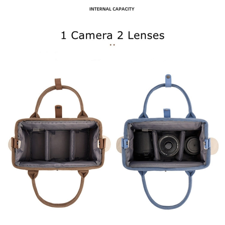 Cwatcun D112 Contrast Canvas Camera Bag One-shoulder Cross-body Tote Bag, Size:24.5 x 30 x 15.5cm(Blue) by Cwatcun