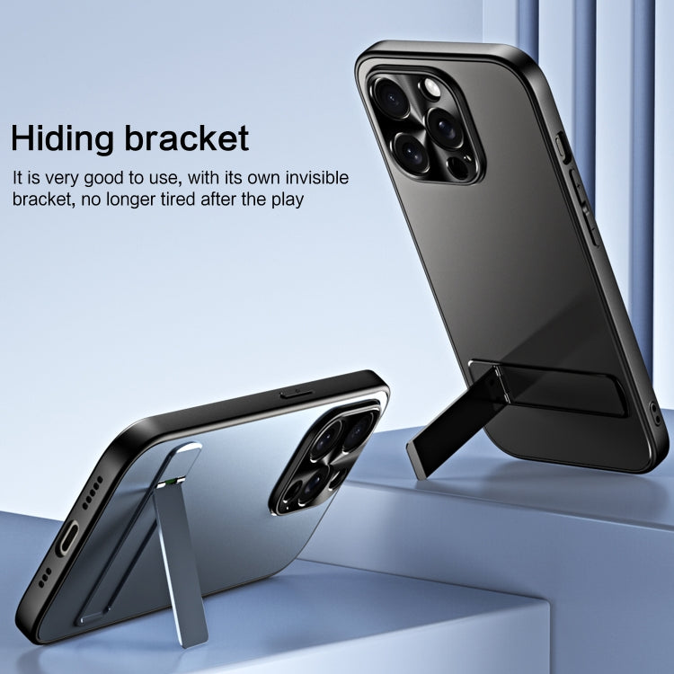 For iPhone 14 Pro R-JUST RJ-61 Electroplating Frosted TPU + PC Phone Case with Holder(Silver) by R-JUST