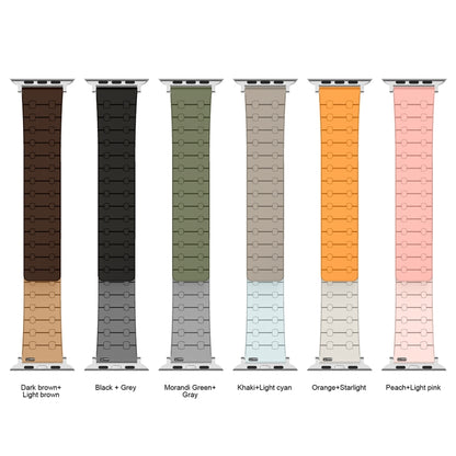 For Apple Watch Series 4 44mm Two Color Loop Magnetic Silicone Watch Band(Green+Grey) by bashfashion