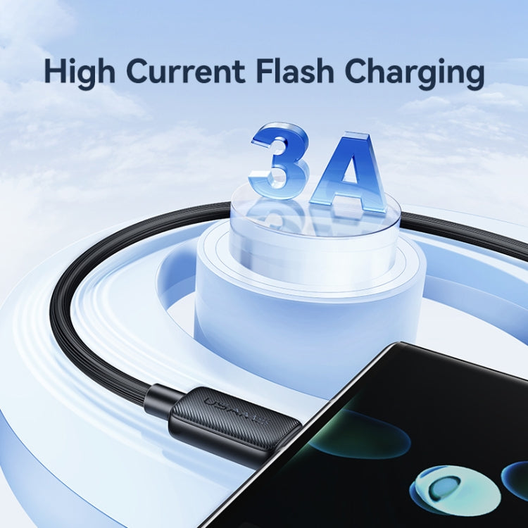 USAMS US-SJ698 USB to USB-C / Type-C 3A Striped Fast Charge Data Cable, Length:3m(Pink) by USAMS