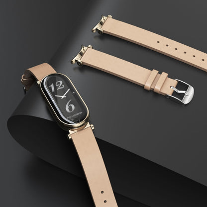 For Xiaomi Smart Band 10 / 9 / 8 Mijobs GT4 First Layer Cowhide Watch Band(Brown Light Gold) by MIJOBS