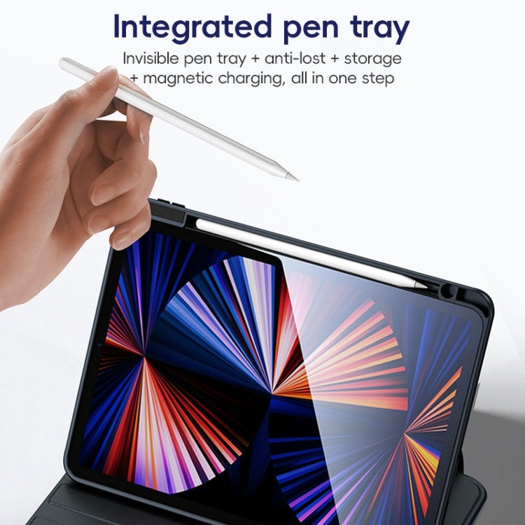 For iPad Pro 12.9 2022/2021/2020 ZGA Tri-Fold 360 Rotation Smart Leather Tablet Case(Blue) by ZGA