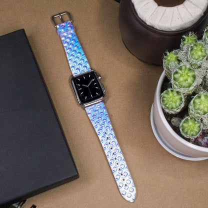 For Apple Watch 5 & 4 44mm / 3 & 2 & 1 42mm Discolor Glitter Fish Scale Texture Watch Band(Square) by bashfashion