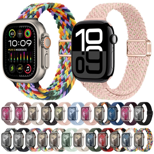 For Apple Watch Series 8 41mm Slim Magnetic Buckle Nylon Braided Watch Band(Rainbow) by bashfashion
