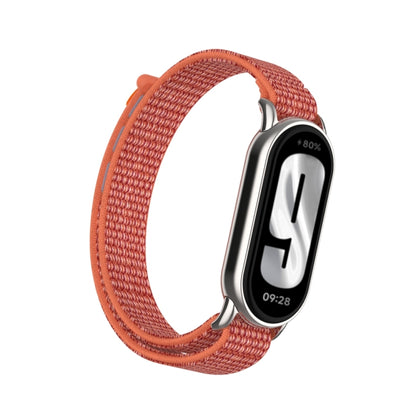 For Xiaomi Smart Band 9 / 8 Metal Connector + Loop Nylon Hook and Loop Fastener Watch Band(Rose Red) by bashfashion