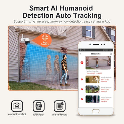 ESCAM QF518 5MP Smart WiFi IP Camera, Support AI Humanoid Detection / Auto Tracking / Dual Light Night Vision / Cloud Storage / Two Way Audio / TF Card, Plug:EU Plug(White) by ESCAM