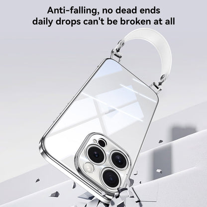 For iPhone 14 Pro Max SULADA Electroplated Clear TPU Soft Frame Phone Case with Wrist Strap(Black) by SULADA