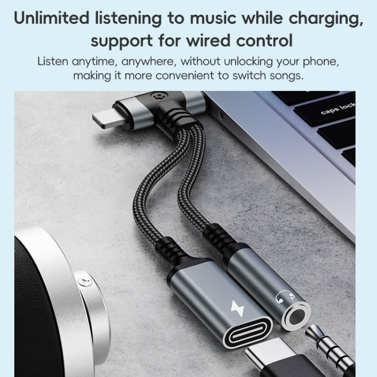 4 in 1 8 Pin / Type-C to Type-C, 3.5mm Audio Adapter Cable(Black) by bashfashion