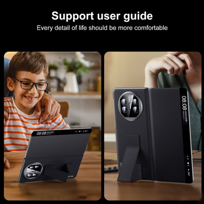 For Huawei Mate X5 / X3 SULADA Smart Series Wristband Holder Smart View Window Genuine Leather Phone Case(Brown) by SULADA