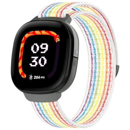 For Fitbit Ace LTE Nylon Loop Watch Band(Rainbow) by bashfashion