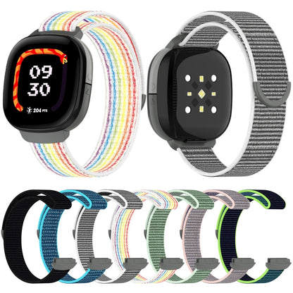 For Fitbit Ace LTE Nylon Loop Watch Band(Rainbow) by bashfashion