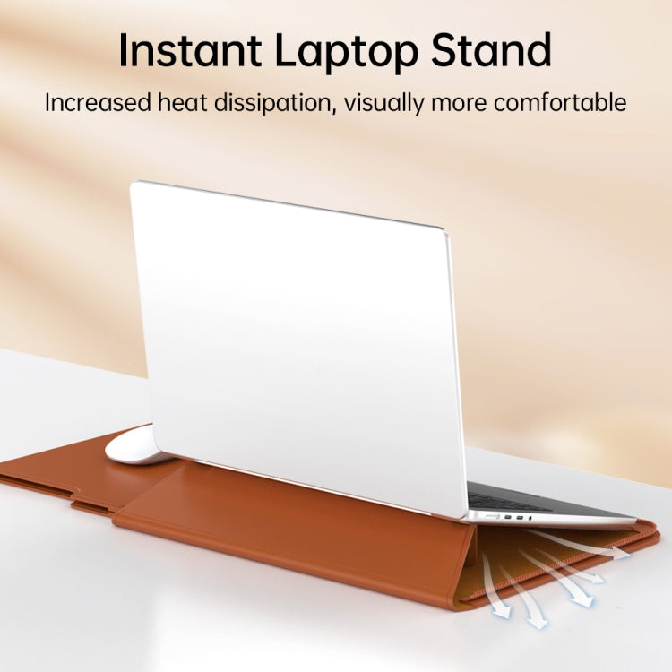 Multifunctional Laptop PU Magnetic Stand Split Liner Bag with Mouse Pad Function, Size:15 inch(Dark Green) by bashfashion