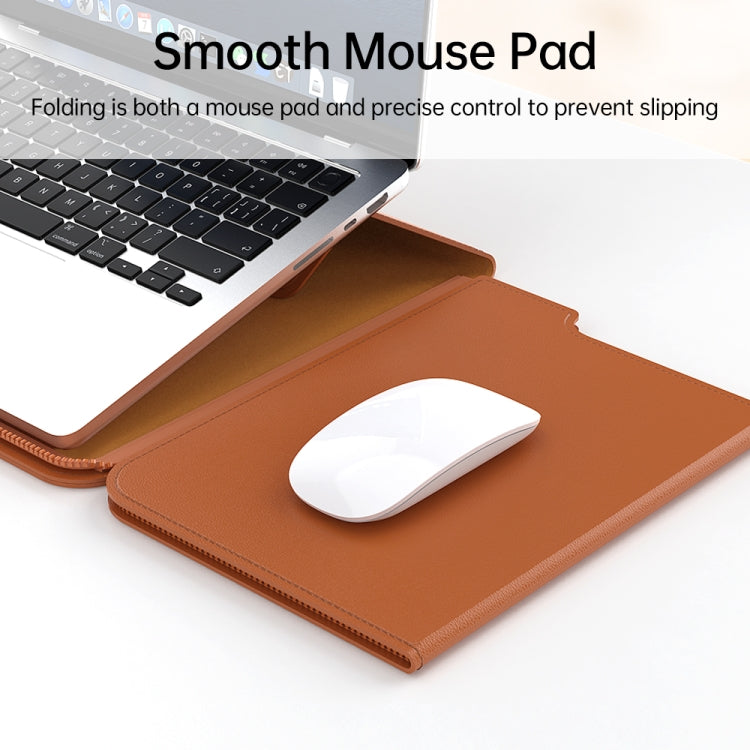 Multifunctional Laptop PU Magnetic Stand Split Liner Bag with Mouse Pad Function, Size:13-14 inch(Rose Gold) by bashfashion