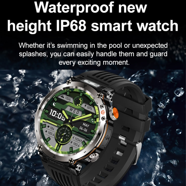 HT30 1.7 inch IP68 Waterproof Camouflage Silicone Band Smart Watch, Support Flashlight / Banknote Detector Light / Compass(Army Green) by bashfashion