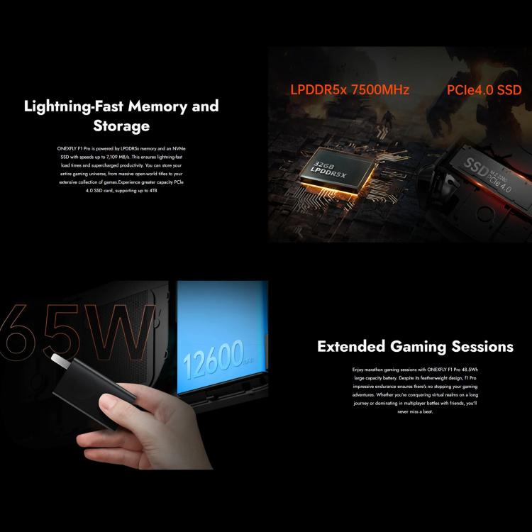 ONE-NETBOOK OneXPlayer F1 Pro 7 inch Handheld Game Console, 32GB+2TB, Windows 11 AMD Ryzen AI 9 365 CPU(US Plug) by ONE-NETBOOK