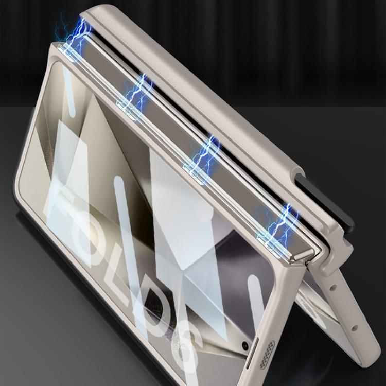 For Samsung Galaxy Z Fold6 GKK Integrated Magnetic Folding Hinge Phone Case with Wrist Strap & Pen Holder(Carbon Fiber) by GKK