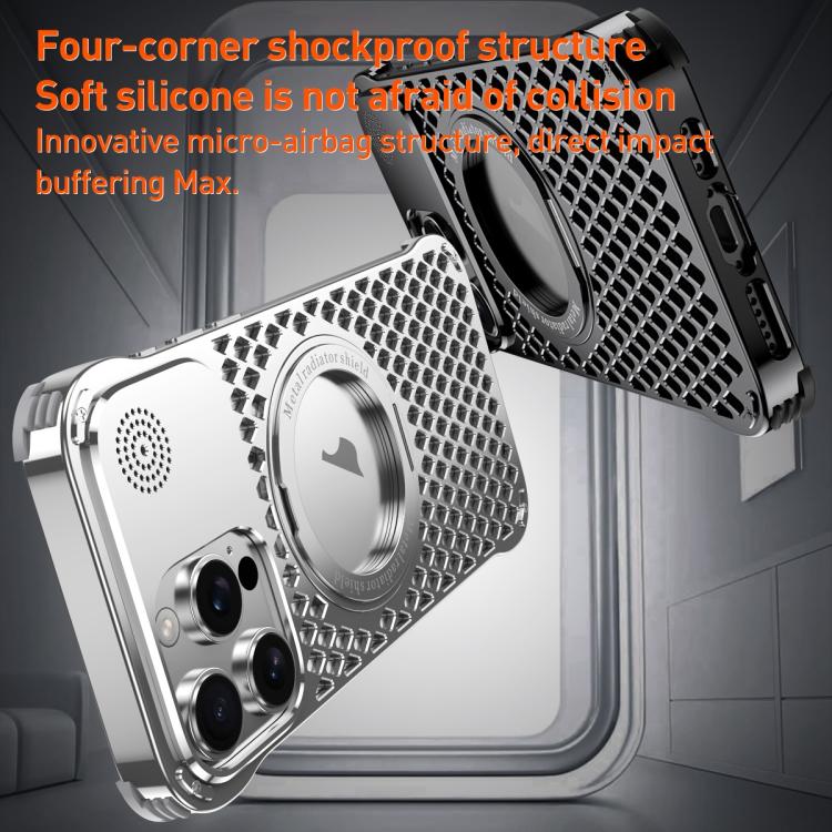 For iPhone 14 Pro Max R-JUST RJ-64 Aromatherapy Heat Dissipation MagSafe Phone Case with Stand(Black) by R-JUST